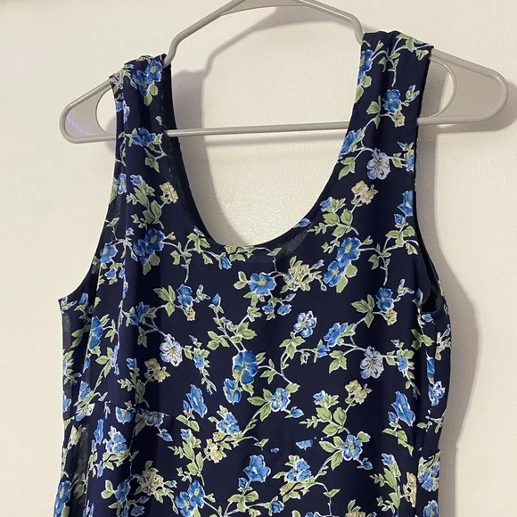 Vintage 90s Navy Floral Maxi Dress Size Medium - Picture 4 of 7
